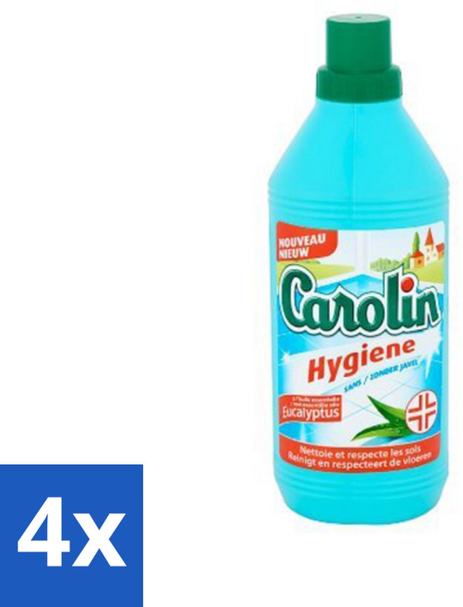 4 x Carolin - Vloerreinigingsmiddel - Zonder Javel - Met Eucalyptus - 1 L - Vloerreiniger - Vloerreiniger Zonder Javel - Eucalyptus Reiniger - Natuurlijke Vloerreiniger - Vloerreiniger Voor Harde Vloeren