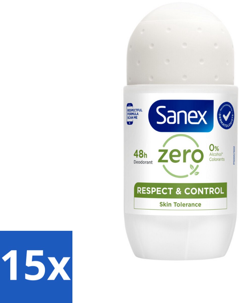 Sanex Deodorant Roller Zero% Normal Skin 50 ml - Bulkverpakking - 15 stuks