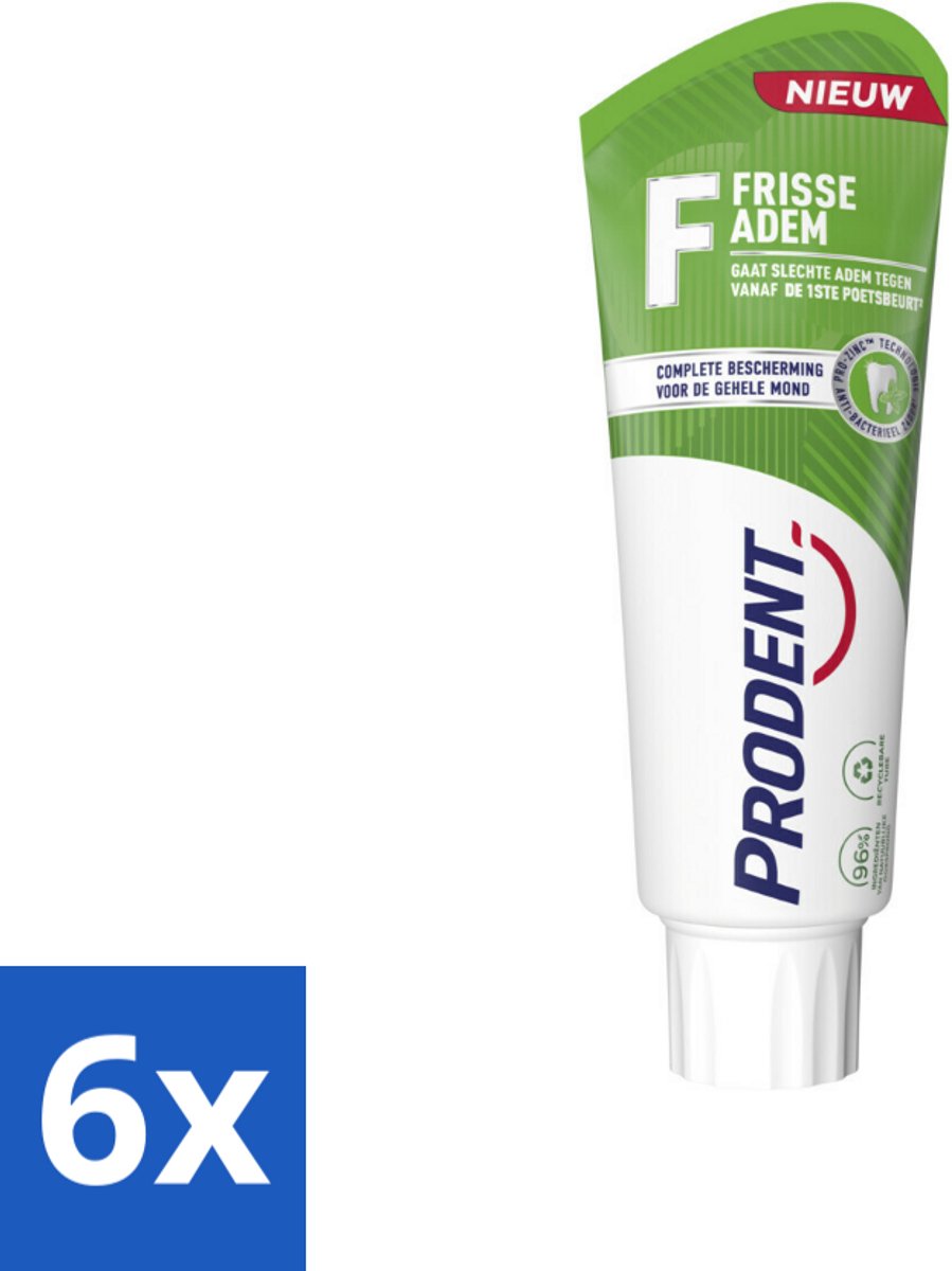 6 x Prodent – Tandpasta – Frisse Adem – Pro-Zinc Technologie - Slechte Adem - Frisse Adem - Tandpasta - Antibacteriële Tandpasta - Pro-Zinc