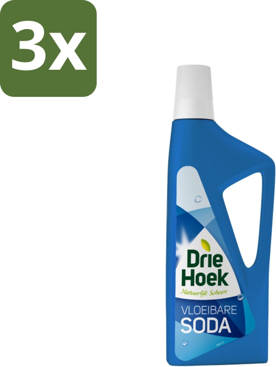 3 x Driehoek – Vloeibare Soda – 725 ml - Vloeibare Soda - Schoonmaakmiddel - Textiel Reinigen - Steen Reinigen - Parket Reinigen