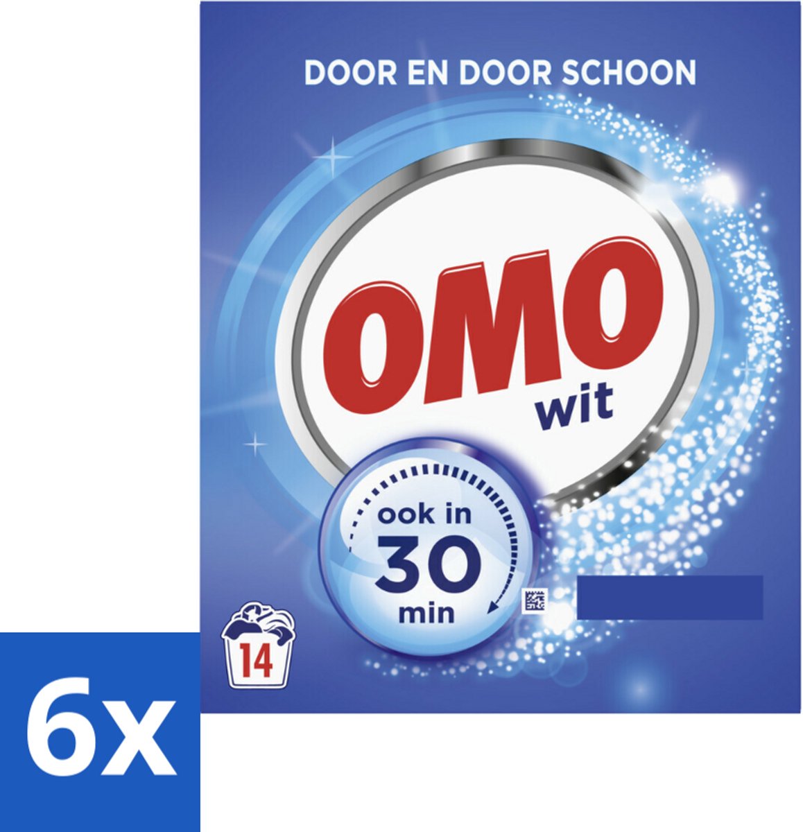 6 x OMO – Waspoeder – Wit – 14 Wasbeurten - Wit Waspoeder - Schone Was - Vlekverwijdering - Waskracht - 30 Minuten Was