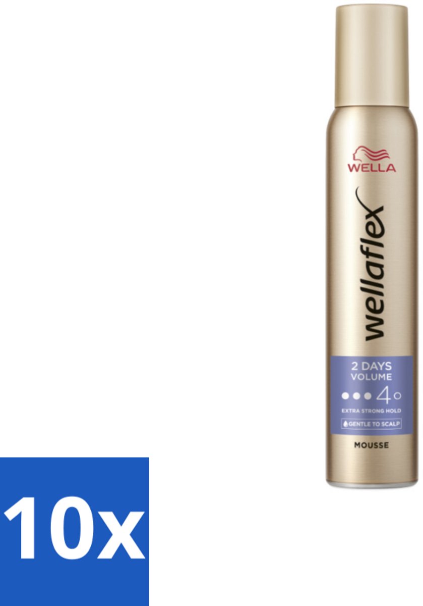 10 x Wella – Flex 2 Days Volume – Haarmousse – 200 ml - 2 Days Volume - Haarmousse - Volume Haar - Extra Strong Hold - Flexibel Haar