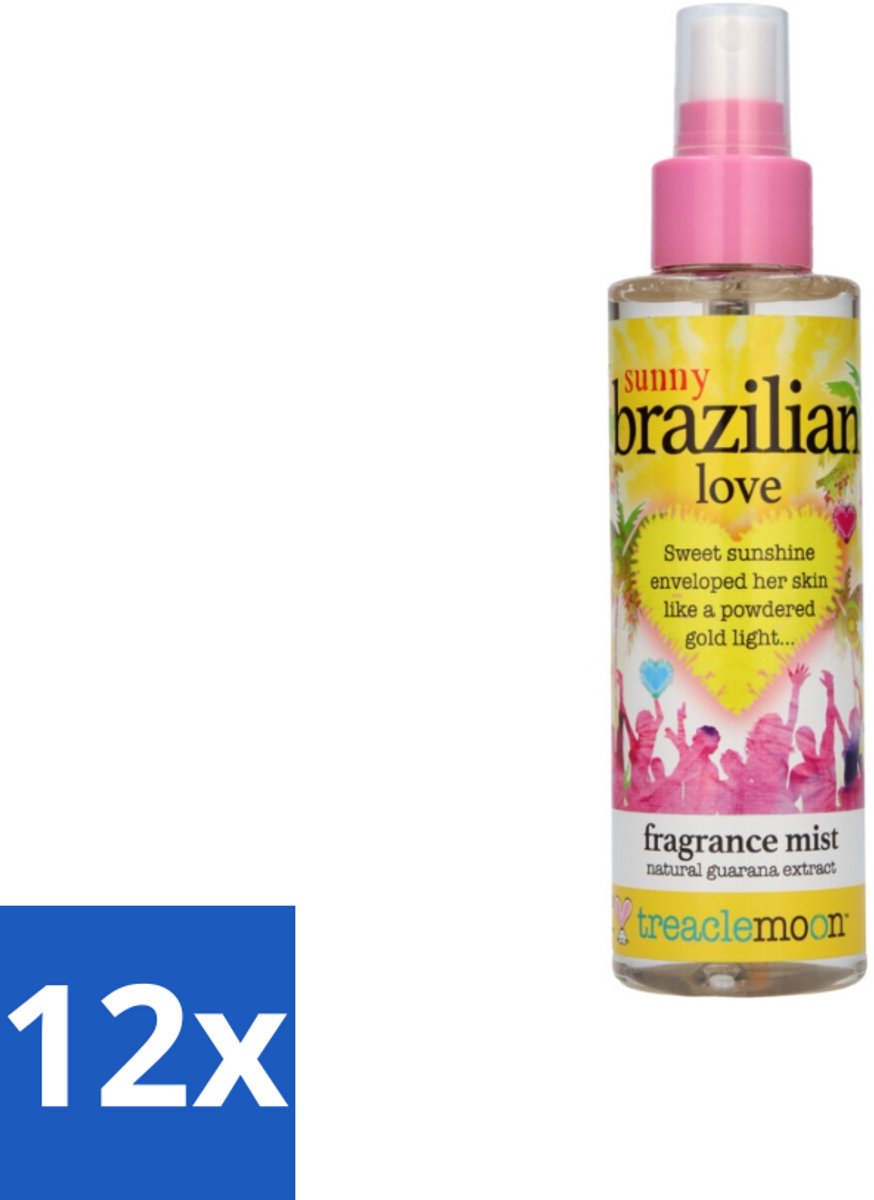 12 x Treaclemoon – Body Mist – Brazilian Love – 150 ml - Lichaamsspray - Verfrissend - Hydraterend - Guarana - Zomerse Geur