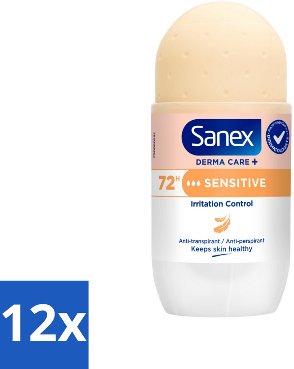 12 x Sanex – Deodorant Roller – Dermo Sensitive – 53 ml - Gevoelige Huid - Anti-transpirant - Zweet - Geur - Okselhuid