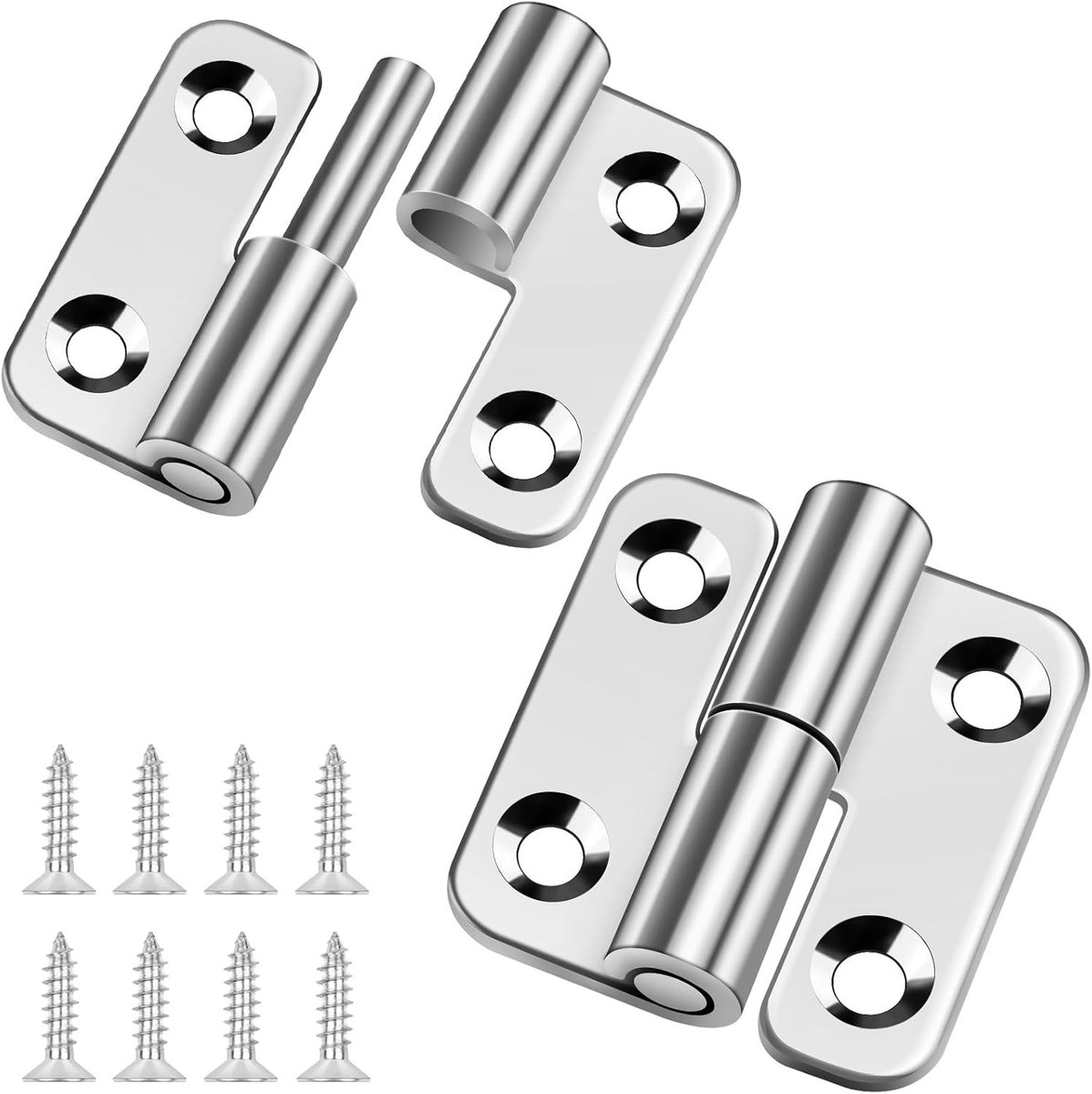 Verstelbare scharnieren 1.5 inch - RVS 304, afneembare en inklapbare deurhengsels voor linksdraaiende deuren, 2 stuks