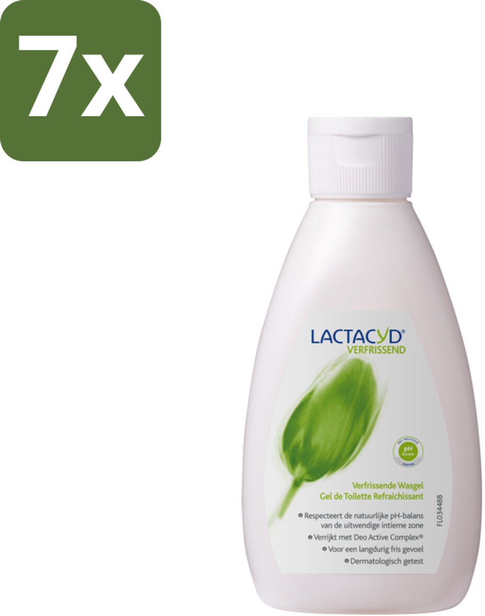 7 x Lactacyd – Verfrissende Wasgel - 200 m - Intieme Wasgel - Melkzuur - Menthol - Deo Active Complex - Frisheid
