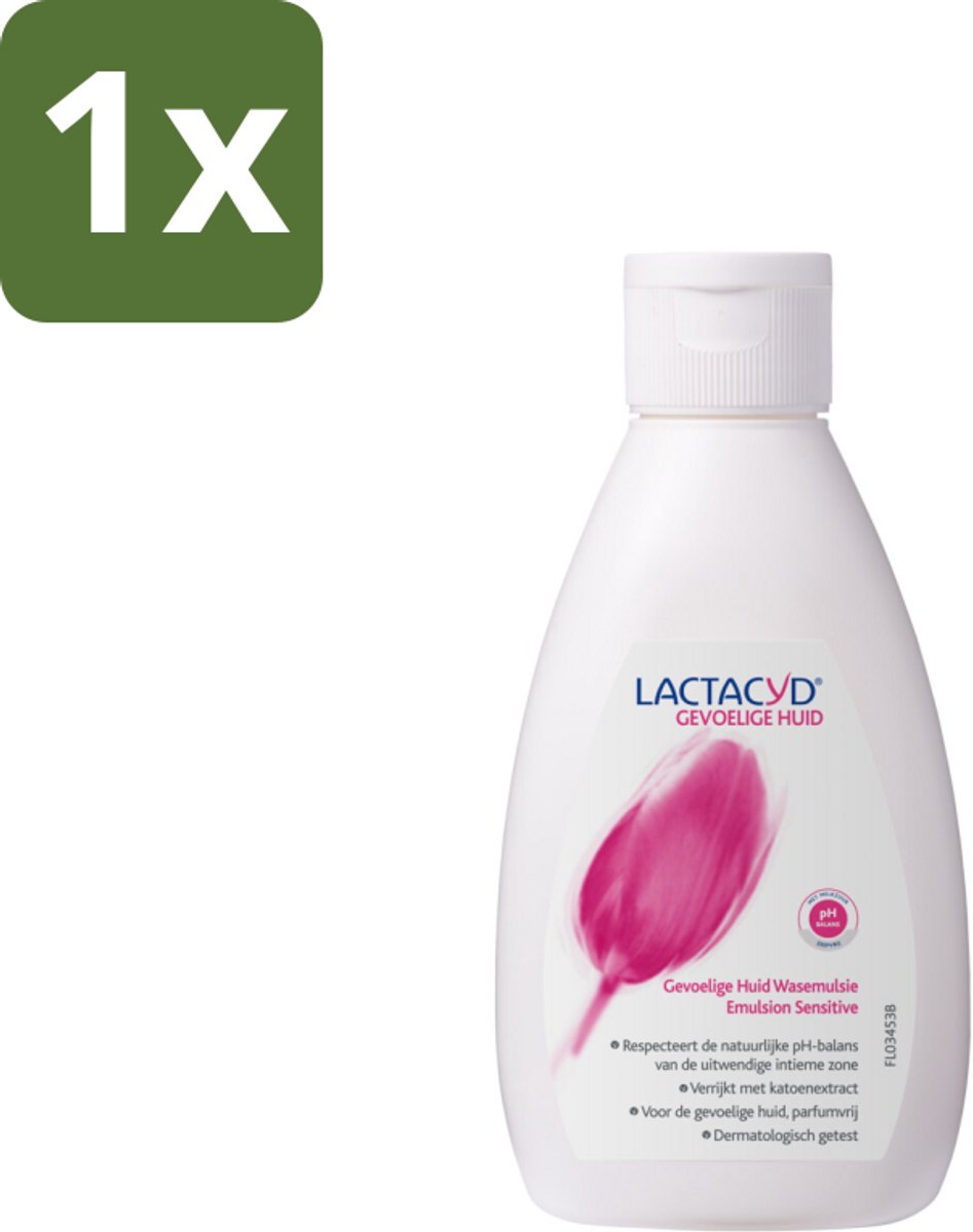 1 x Lactacyd – Sensitive – Extra Mild – 200 ml - Gevoelige Huid Wasemulsie - Intieme Wasemulsie - Melkzuur - Katoenextract - PH-vriendelijk