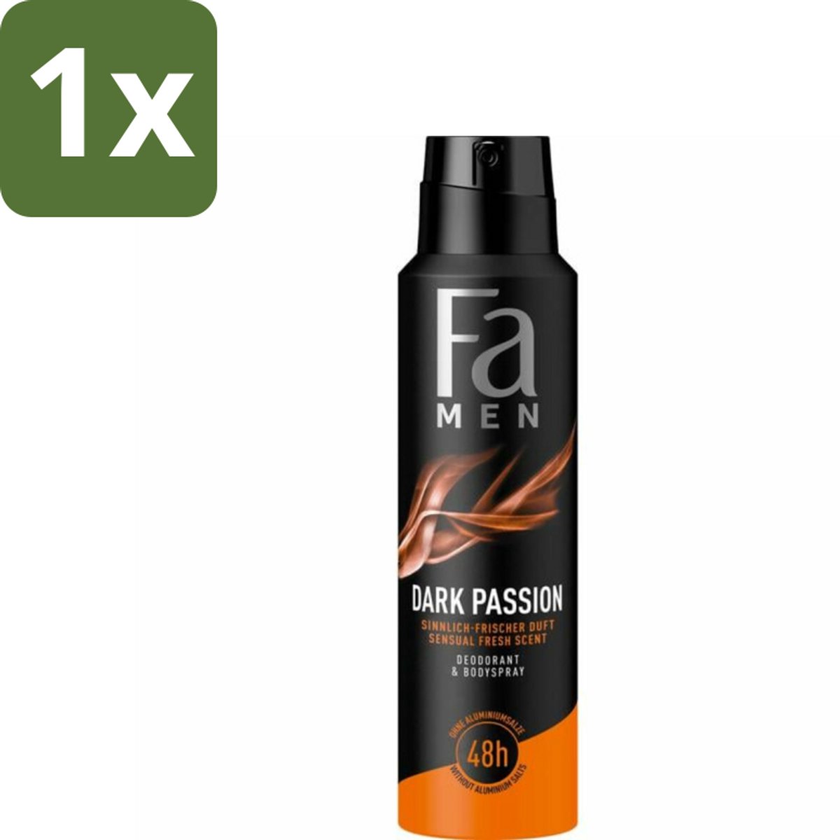 1 x Fa – Deodorant Spray – Men Dark Passion – 150 ml - Deodorant Spray Mannen - Geur Mannen - Zweetvermindering - Geur Spray - Intense Geur