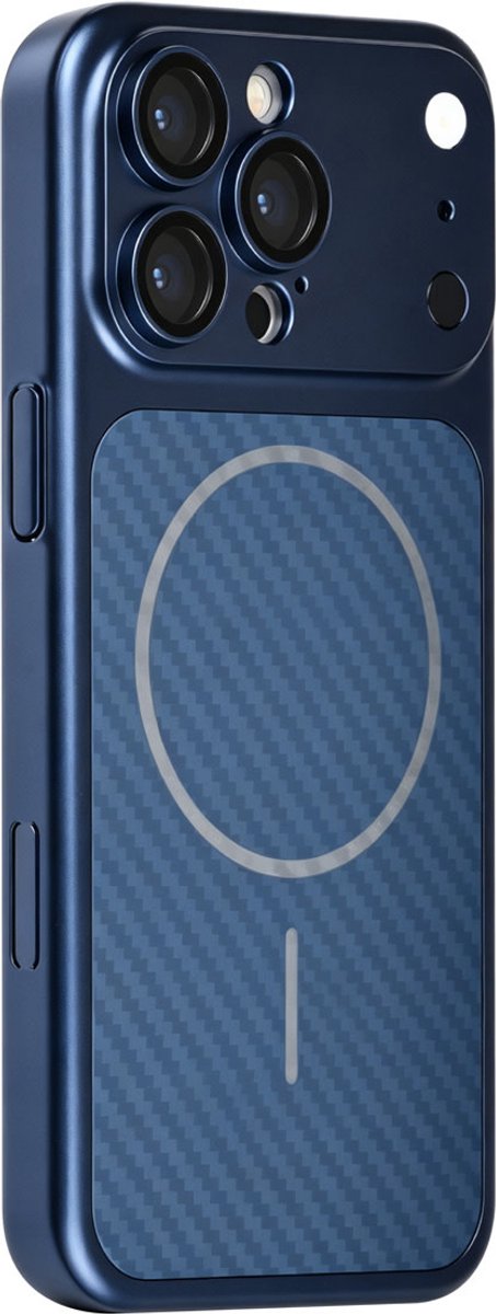TUNIQ Backcover hoesje voor Apple iPhone 16 Pro Max - MagSafe With fiber pattern PC - Blauw