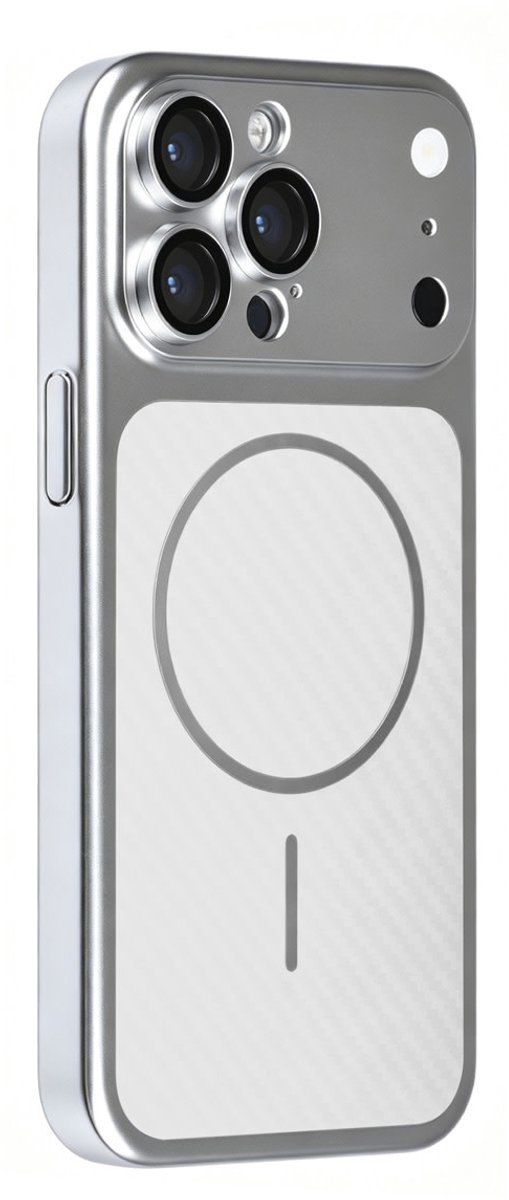 TUNIQ Backcover hoesje voor Apple iPhone 14 Pro Max - magSafe met fiber patroon - Zilver