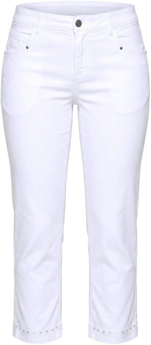 Laurasøn - Dames - 7/8 slim fit jeans zoom met borduurwerk - Sneeuwwit - Maat 54