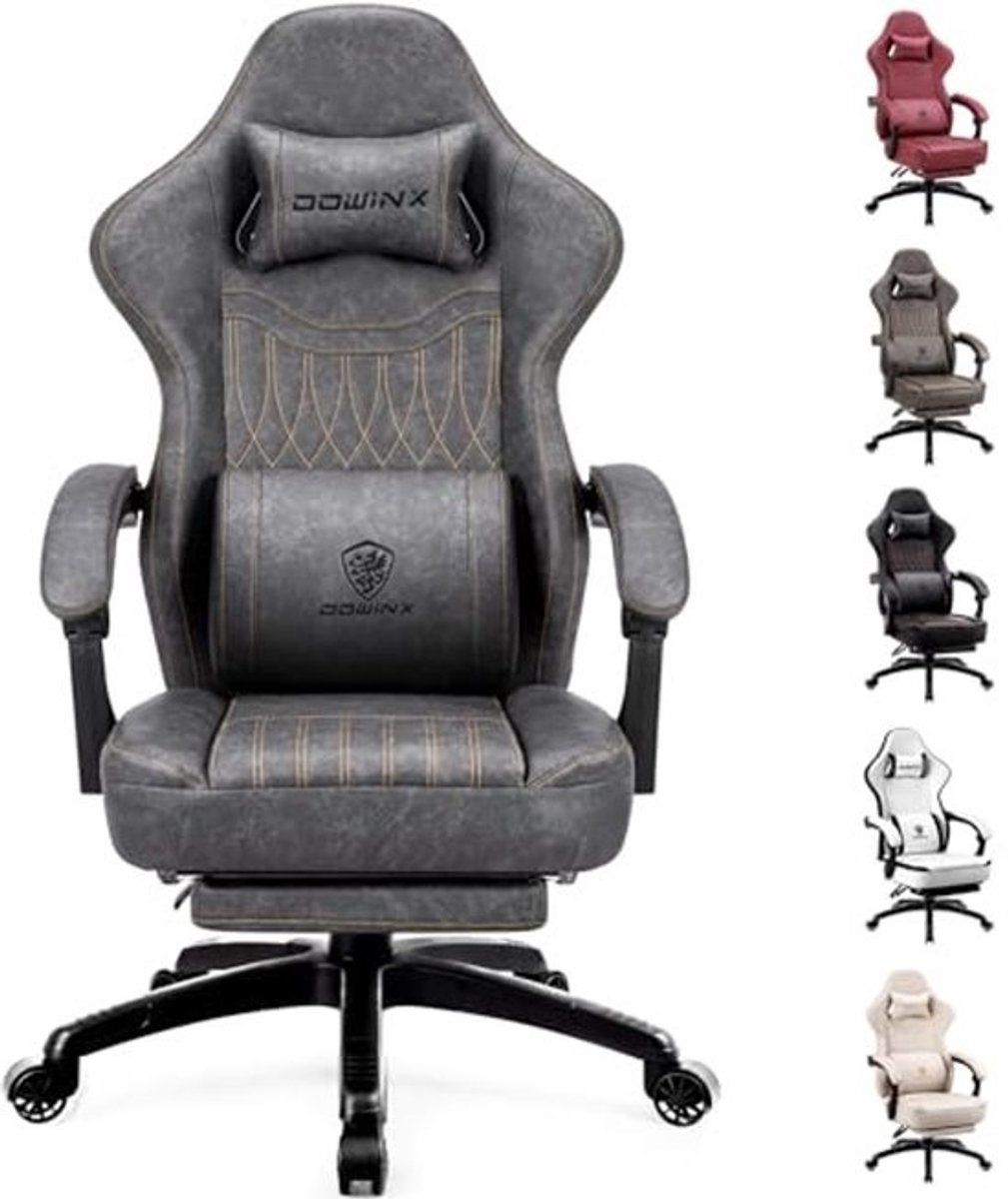 Ergonomische Gamingstoel met Verstelbare Rugleuning en Kussen