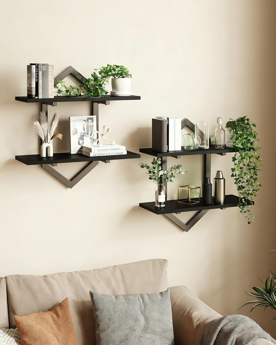 Set van 2 Zwevende Wandplanken - Houten Planken voor Badkamer, Woonkamer en Slaapkamer - Ideaal voor Decoratie en Opbergruimte