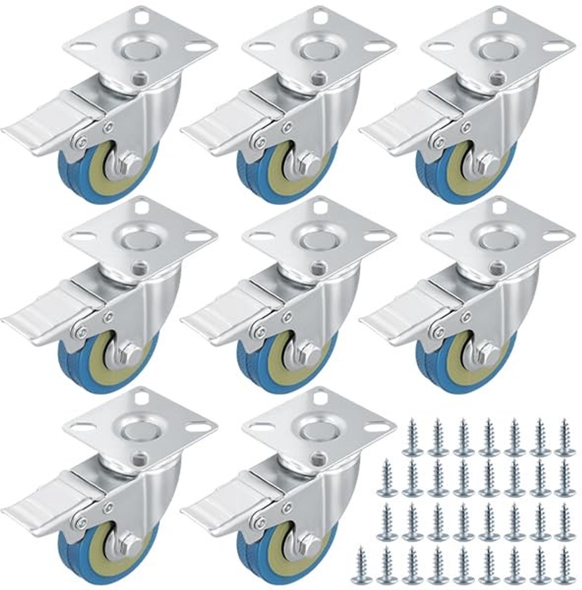 Elzusha - 8 Stuks Zwenkwielen 50 mm met Rem voor Meubels