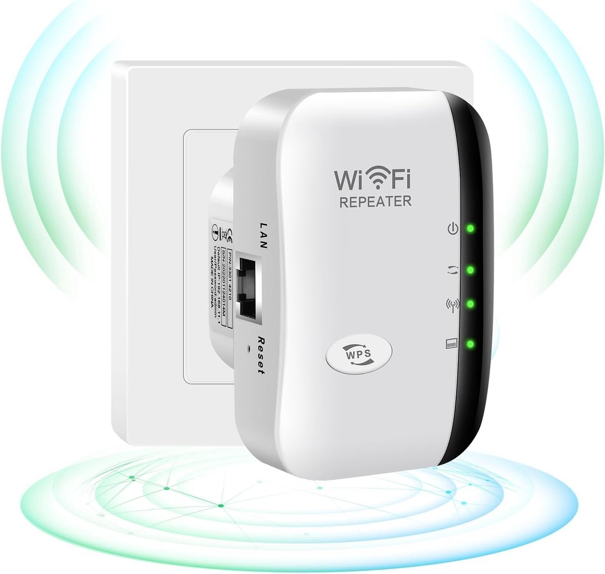 Elzusha - Wifi-Versterker, Repeater met 300 Mbit/s Snelheid, Tot 3650 m²