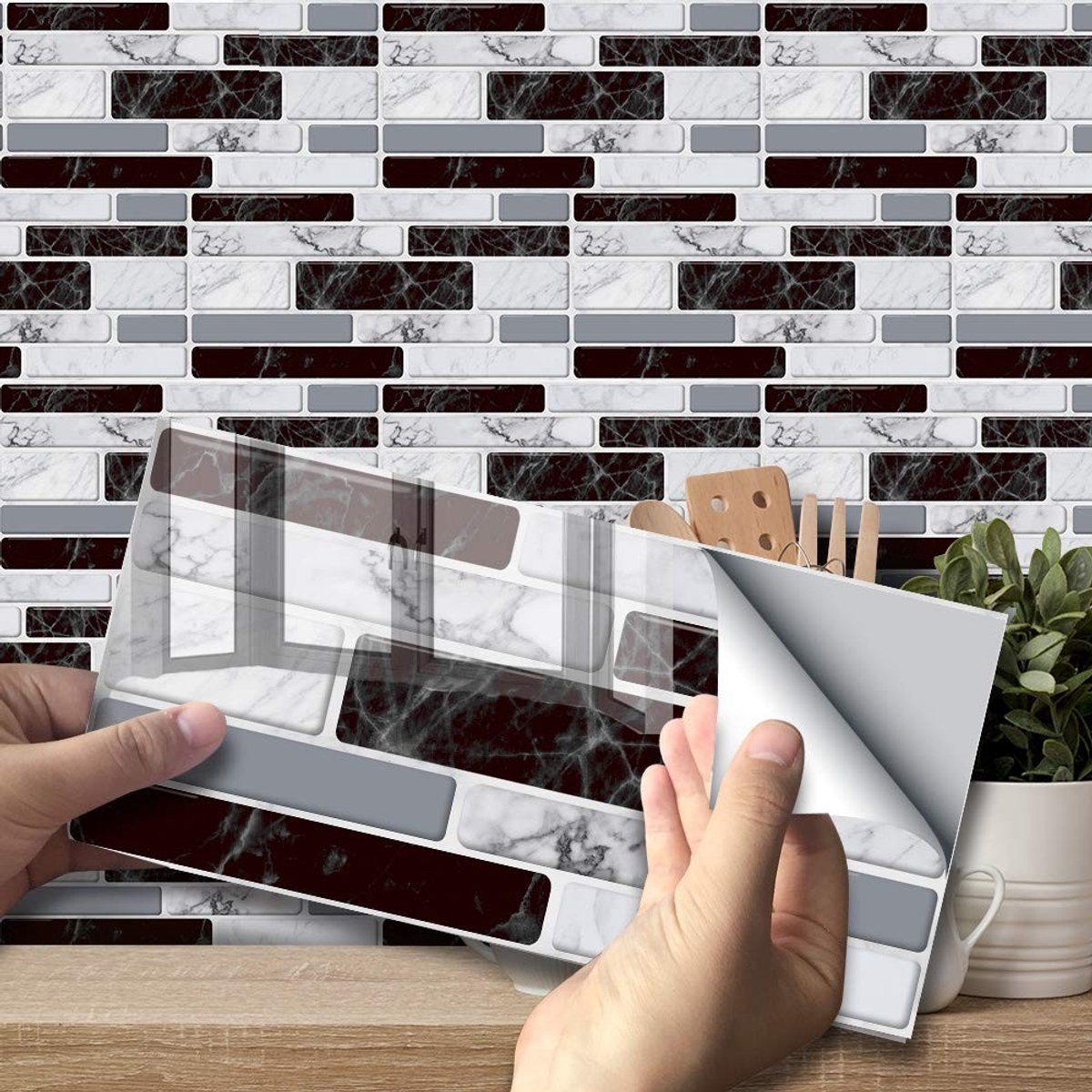 Elzusha - Tile Stickers Set van 9 - Zelfklevende Wanddecoratie voor Keuken, Badkamer en Woonkamer