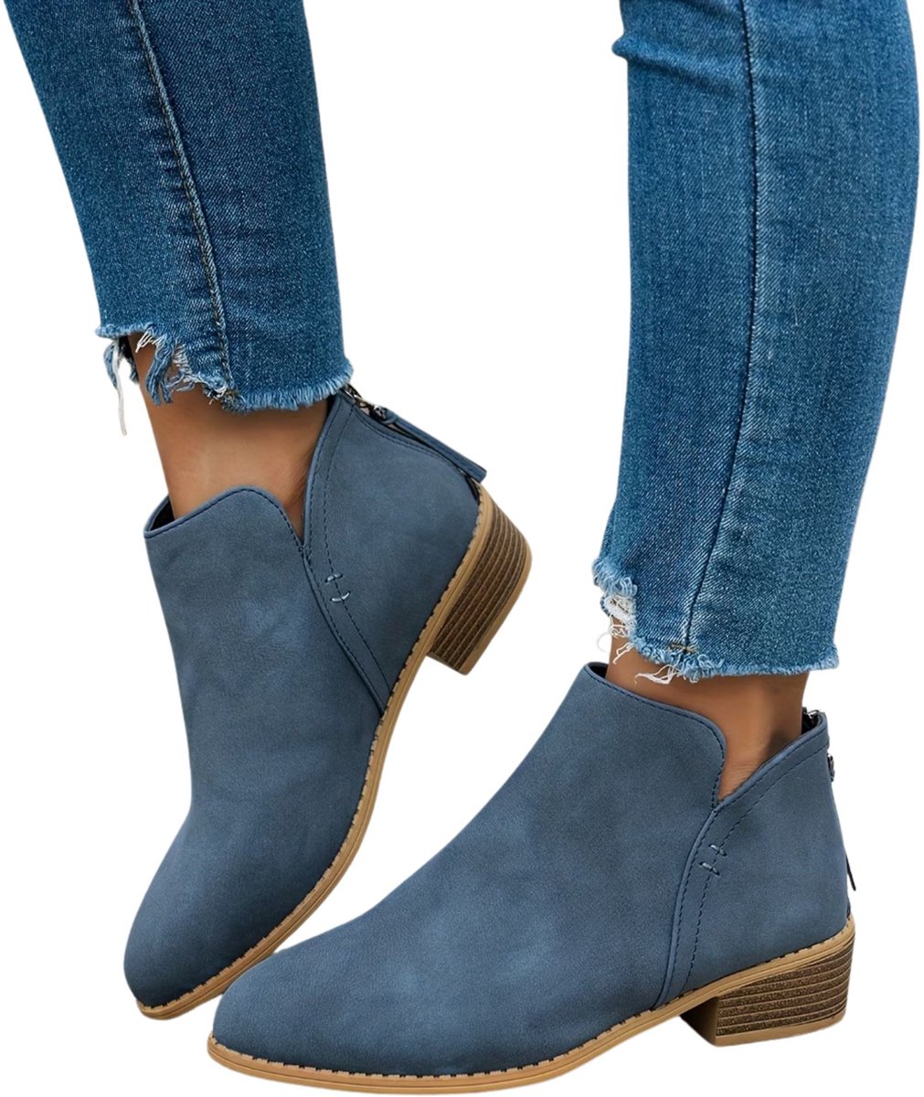 Currero Dames Cowboy Laarzen Hoge Hak Enkellaarzen Kniehoge Western Boots Chelsea 41 5 Blauw
