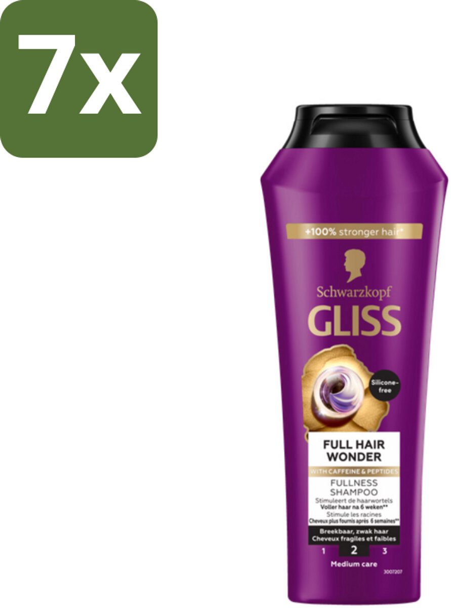 Gliss Shampoo Full Hair Wonder - 250 ml - Bulkverpakking - 7 stuks