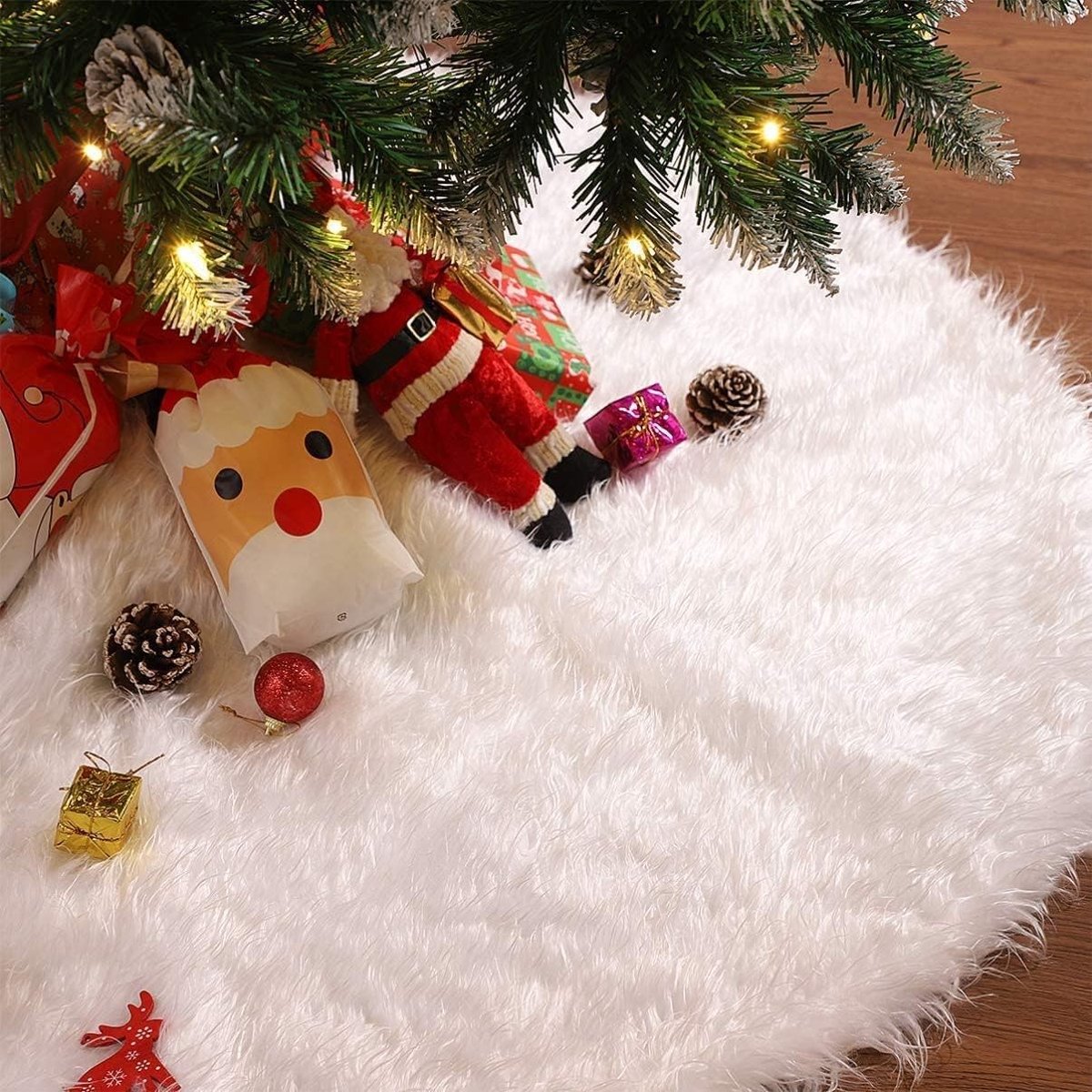Pluche Kerstboomrok van 90 cm - Witte Faux Fur Rok voor Kerstdecoratie en Feestelijke Sfeer