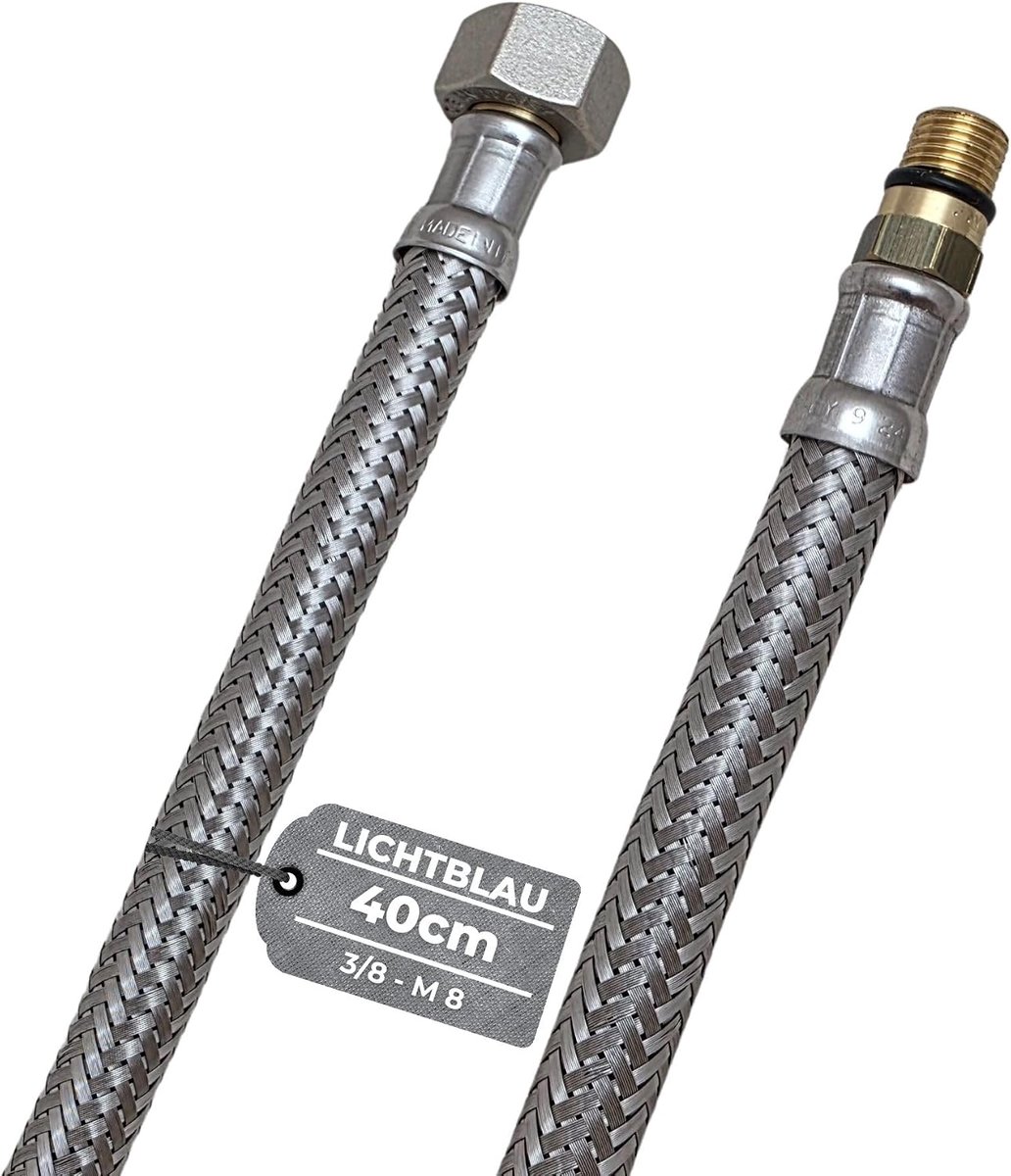 LICHTBLAU Knikbestendige roestvrijstalen slang - 40 cm - 3/8 inch - M8 kort - ShopVlot