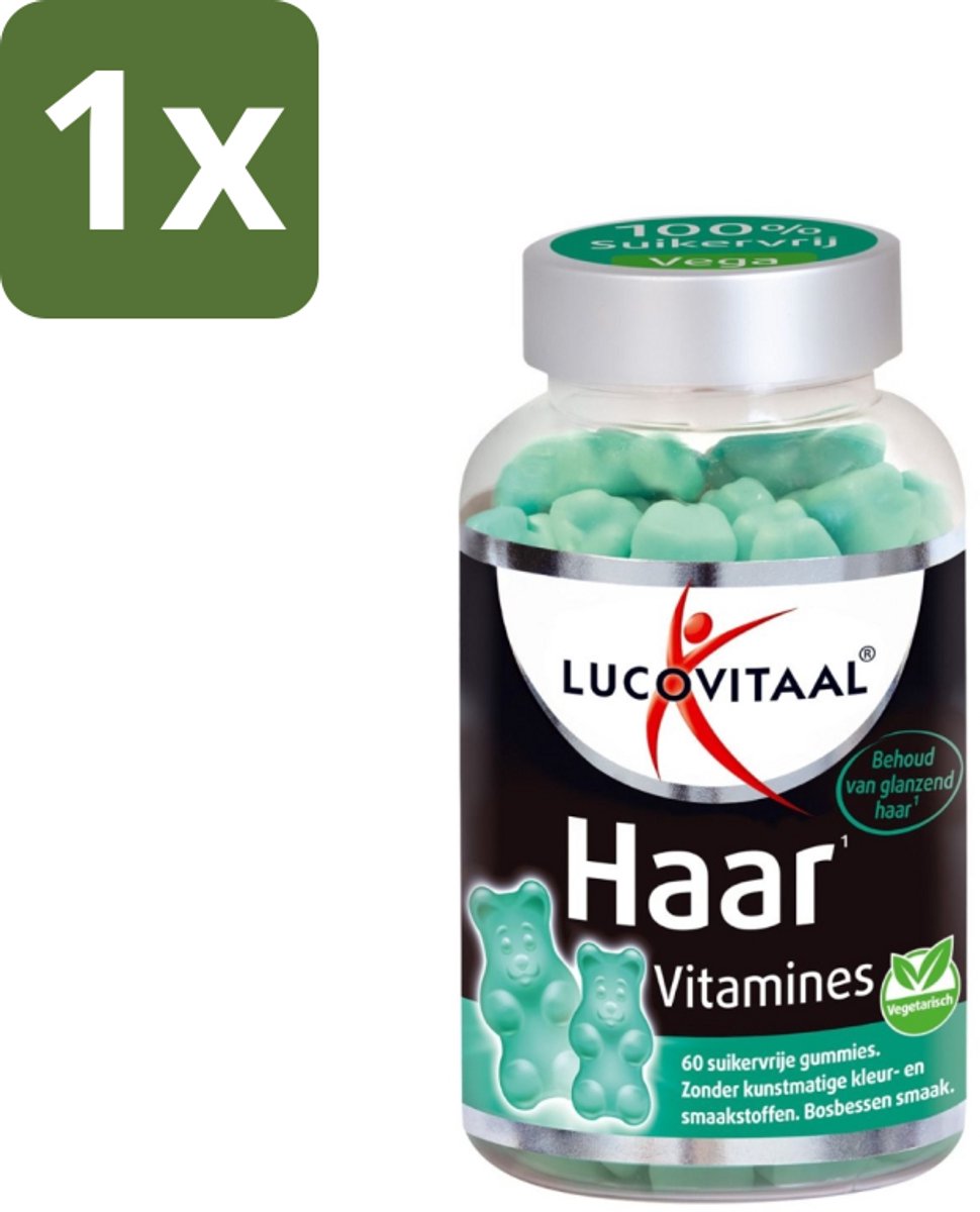 1 x Lucovitaal - Supplement - Haar Vitamines - Suikervrij - Bosbessen Smaak - 60 Gummies - Haar Vitamines - Haar Groei - Biotine - Zink - Suikervrije Gummies