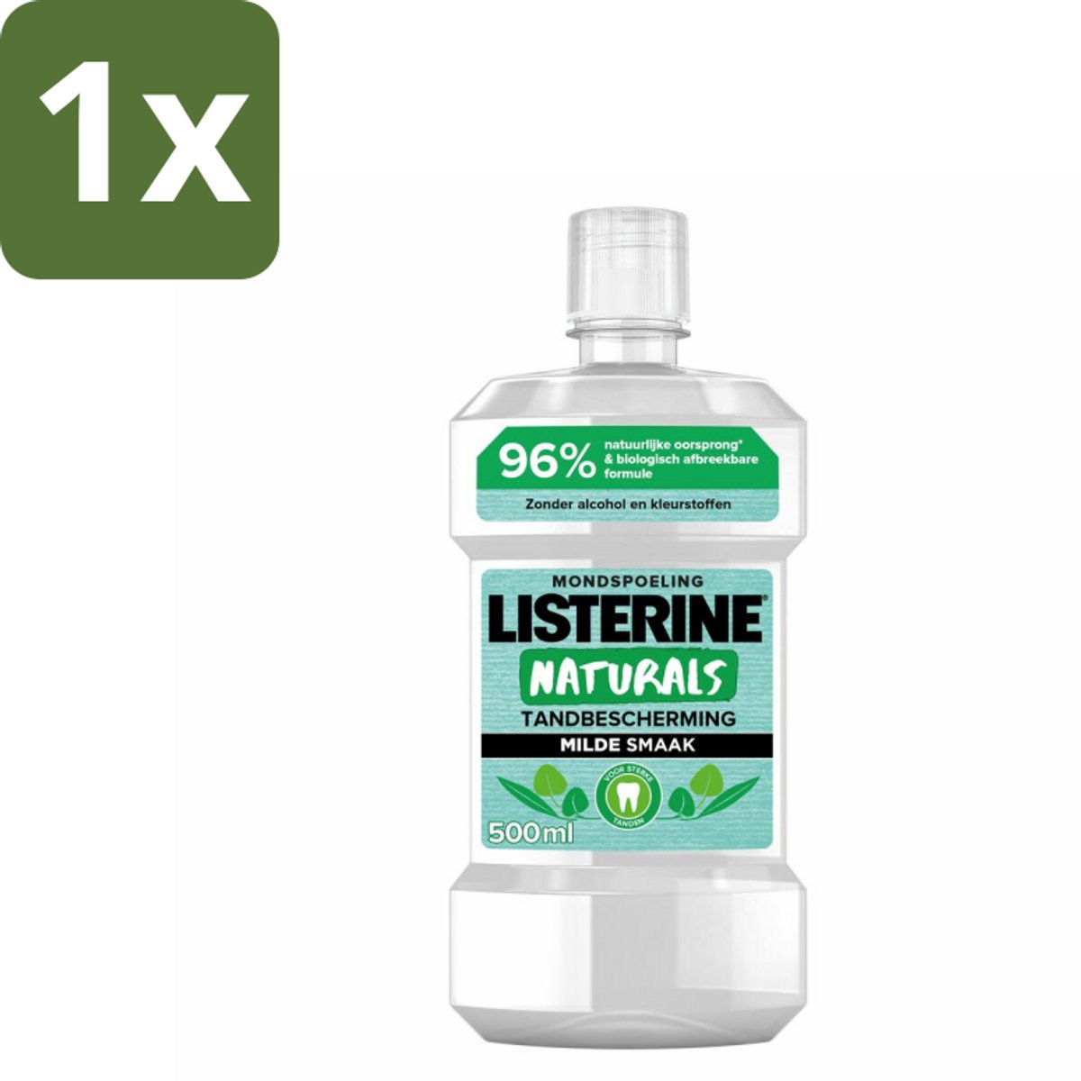 1 x Listerine Naturals Mondwater Tandbescherming 500 ml - Mondspoeling - Mondwater - Tandbescherming - Natuurlijk Mondwater - Tandgezondheid