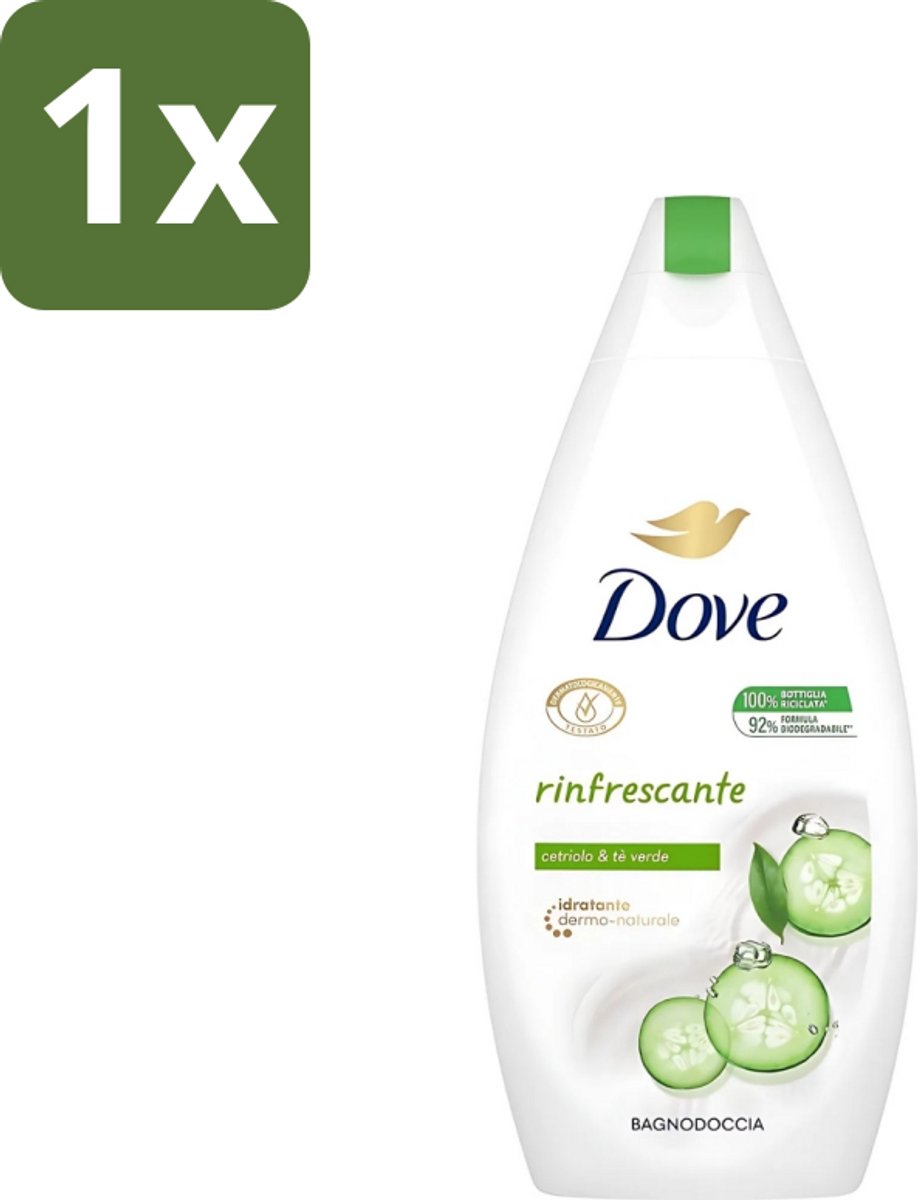 1 x Dove - Douchegel - Refreshing - Komkommer & Groene thee - Verfrissend - 400 ml - Douchegel - Frisheid - Verfrissend - Kalmerende Scrub - Uitdroging Voorkomen
