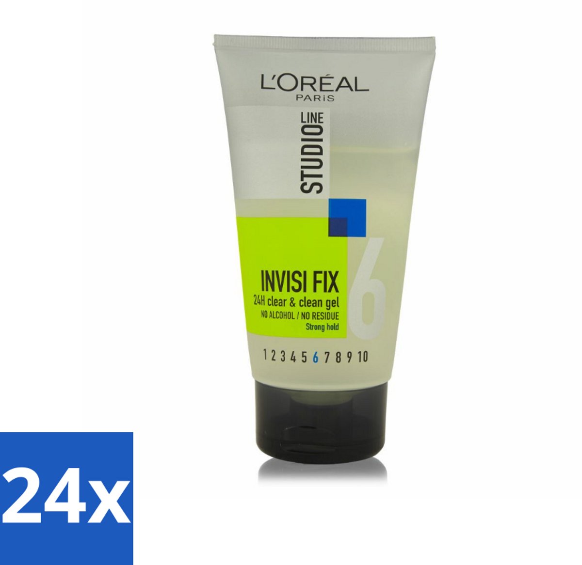 24 x L'Oréal Studio Line Invisi Fix 24H Clear & Clean Gel Strong 150 ml - 24 Uur Fixatie - Natuurlijke Look - Zonder Restjes - Gezond Haar - Flexibele Fixatie