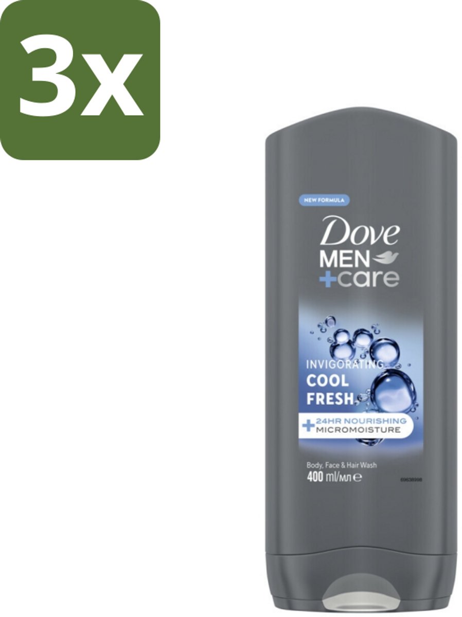 3 x Dove - Douchegel - Men+ Care Cool Fresh - Verfrissend en energiegevend - 400 ml - Douchegel Voor Mannen - Verfrissend Douchegel - Hydraterende Douchegel - Micromoisture Technologie - Douchegel Voor Lichaam