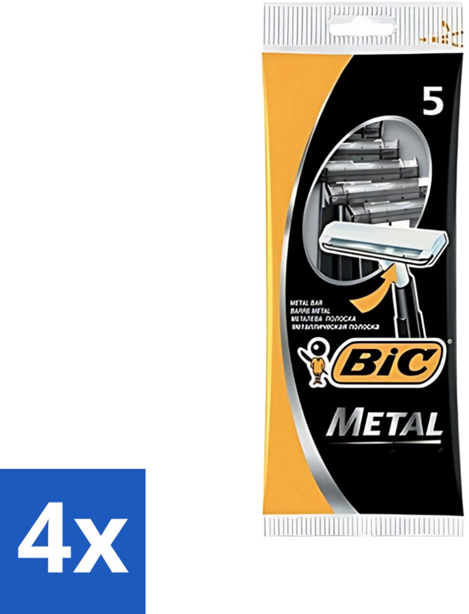 4 x Bic - Scheermesjes - Metaal - Enkel Mesje - Wegwerpmesjes - 5 Scheermesjes - Scheermesje - Wegwerpmesje - Roestvrij Staal - Enkel Mesje - Precisie Scheren