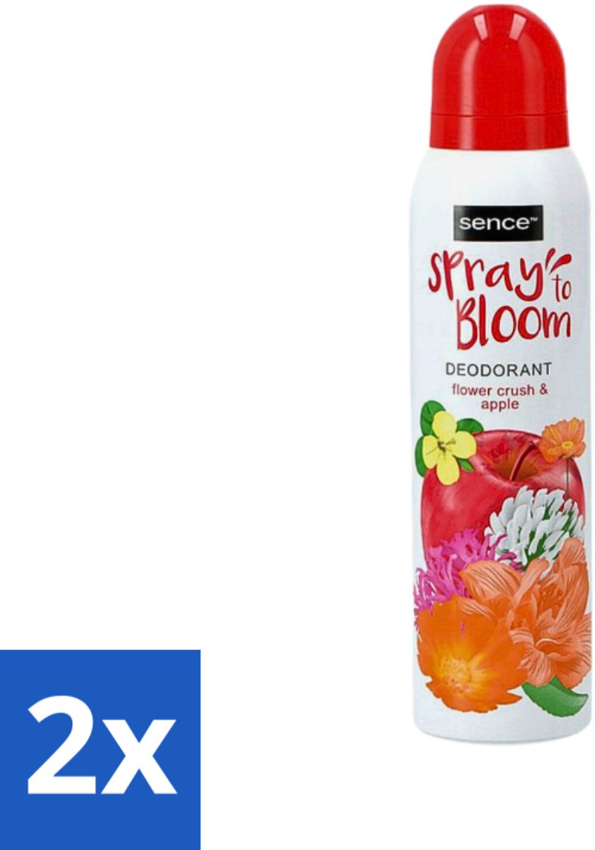 2 x Sence - Body-X Women - Deodorant - Spray - 150 ml - Sence Body-X Women Deodorant Spray - Fruitige Geur - Bloemige Geur - Flower Crush Apple - Zweetbevochtiging