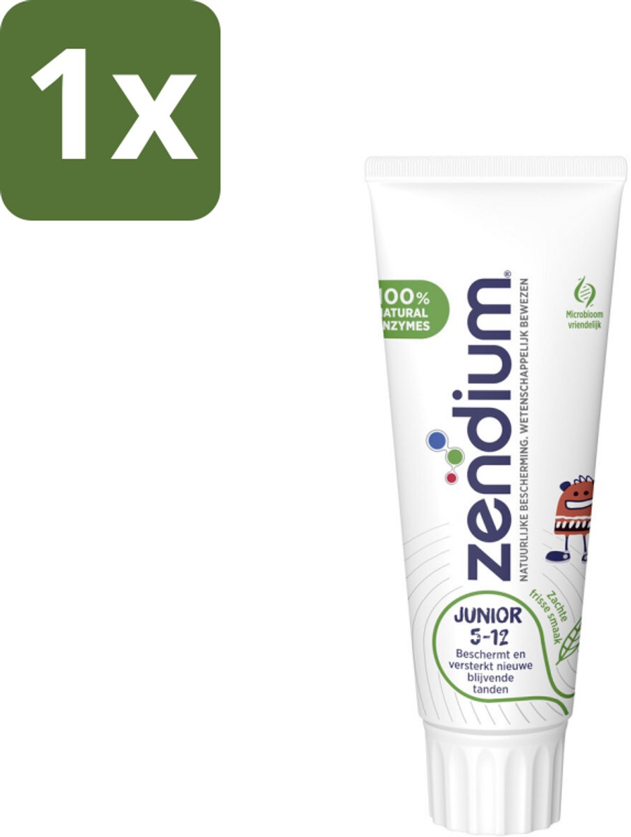 1 x Zendium Tandpasta Junior 75 ml - Tandpasta Voor Kinderen - Melktanden Beschermen - Volwassen Tanden Beschermen - Natuurlijke Enzymen - Eiwitten In Tandpasta