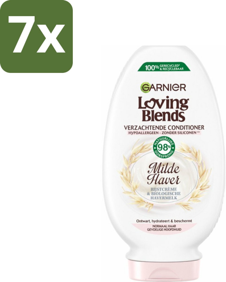 7 x Garnier Loving Blends Milde Haver Conditioner 250 ml - Conditioner Voor Gevoelige Hoofdhuid - Milde Conditioner - Hypoallergene Conditioner - Rijstcrème Conditioner - Biologische Havermelk Conditioner