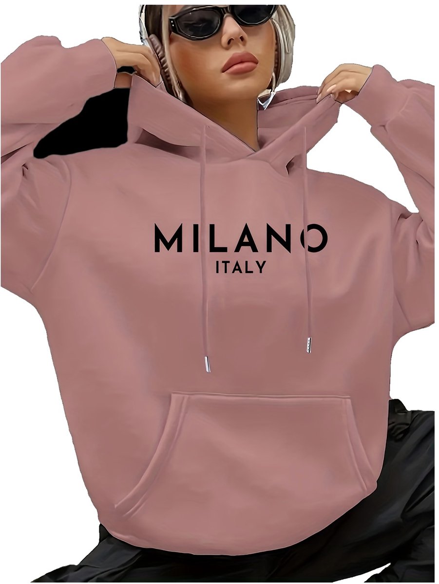 Currero Hoodie Dames Warme Hoodie Met Capuchon Comfortabele Sweater Casual Trui Pullover Damestrui Perzik