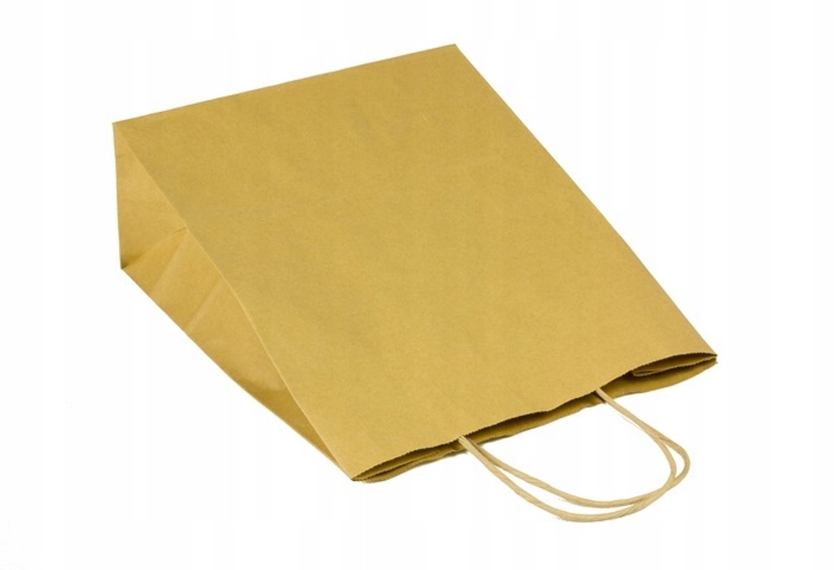Grijze papieren draagtassen met koord, 100 stuks, 24x11x31 cm