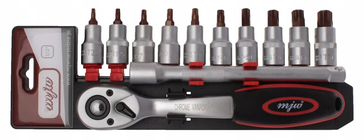 1/2" TORX Doppenset met Ratel en Verlengstuk - 12 Delig