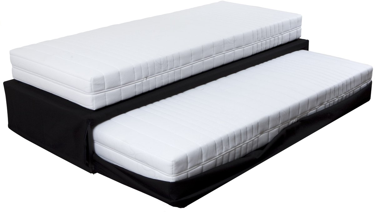 Bed Box Wonen Boxtwin Met Matrassen 90x210 cm onderschuifbed