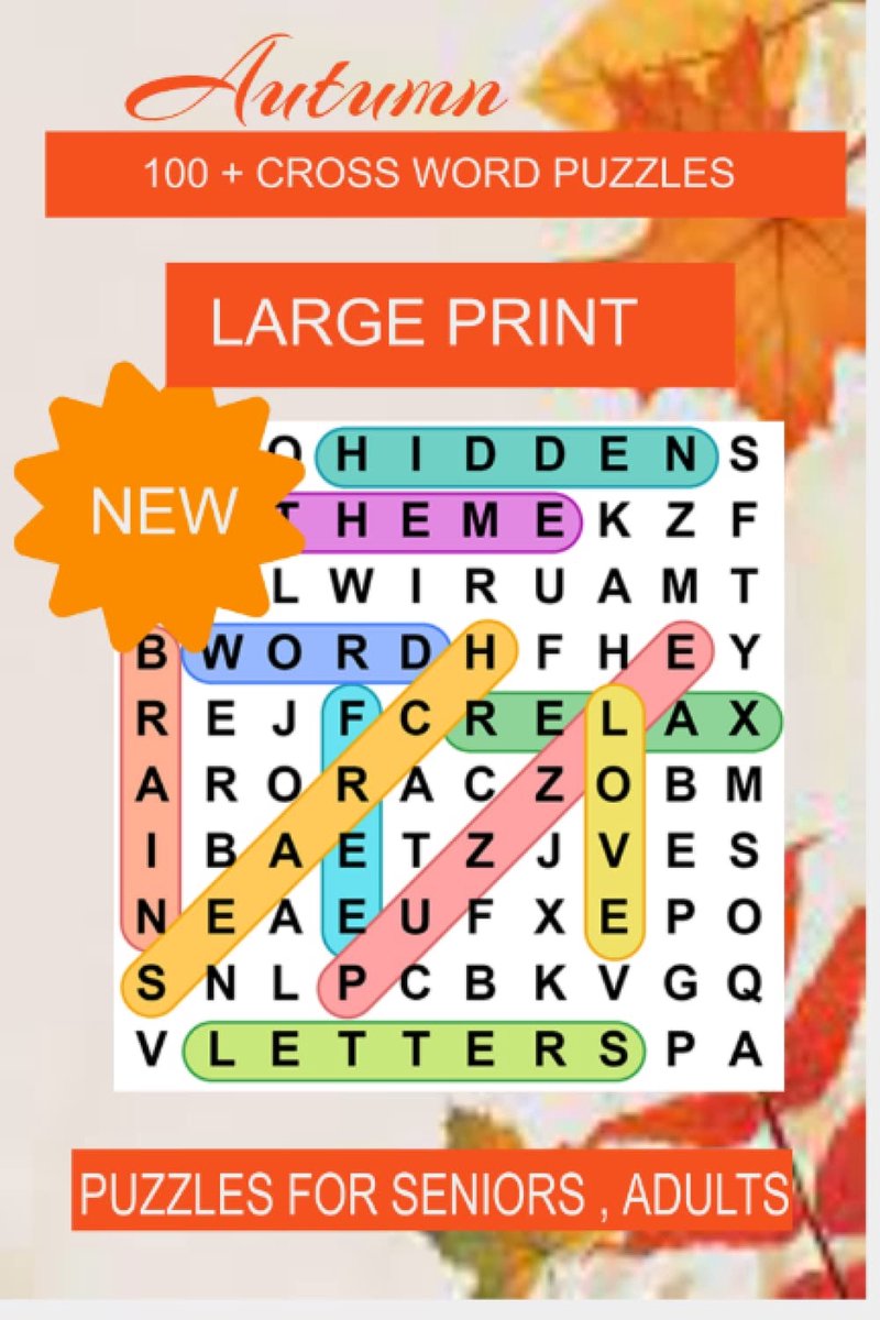Autumn 100 + Crossword Puzzles: Large Print Puzzles for Seniors , Adults - ShopVlot