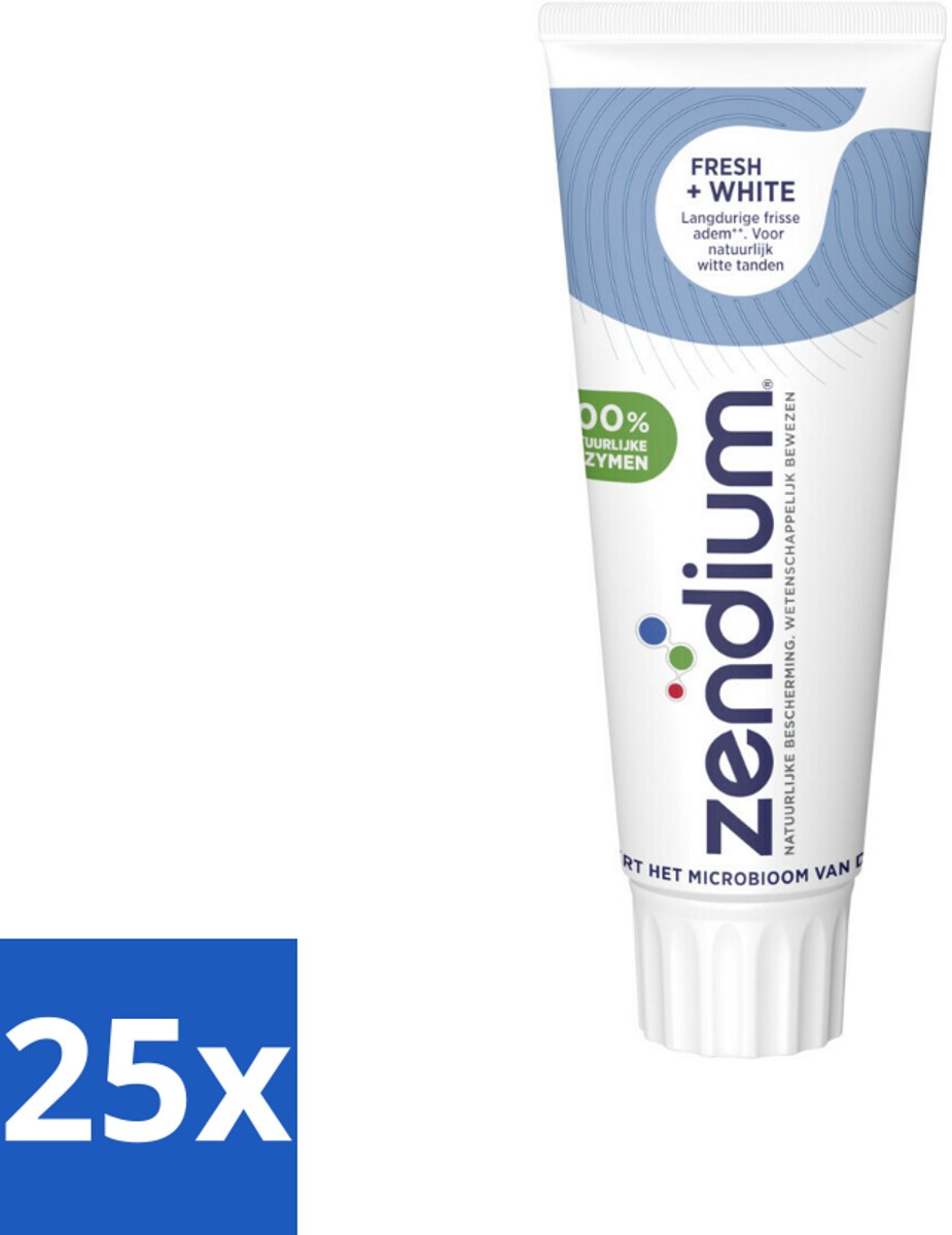 Zendium - Tandpasta - Fresh+ White - 75 ml - Bulkverpakking - 25 stuks