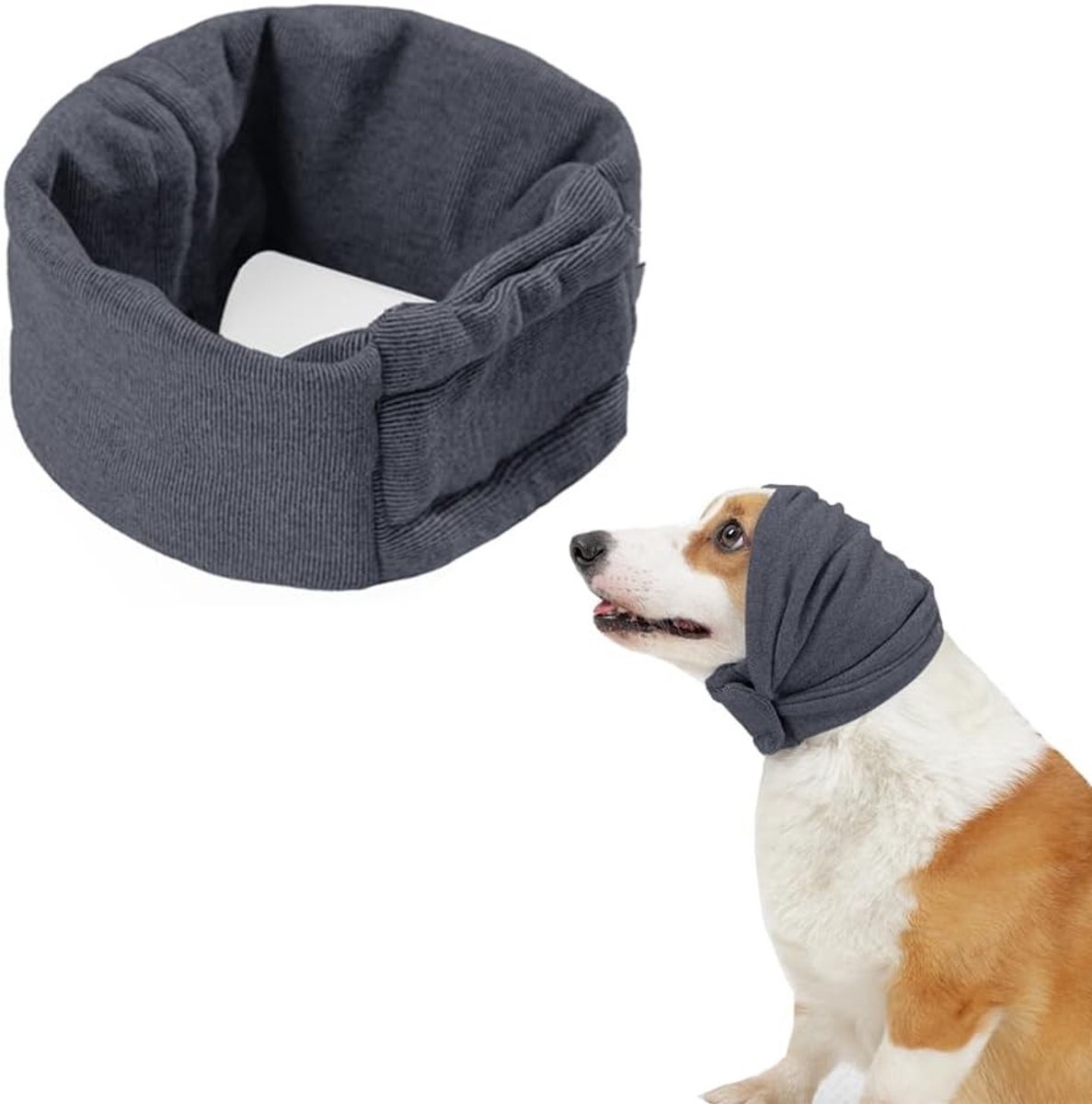 Verstelbare Oorkappen voor Honden, Oorkappen voor Dieren, Hondenoorkappen voor Stressvermindering en Warmte (Grijs, S)