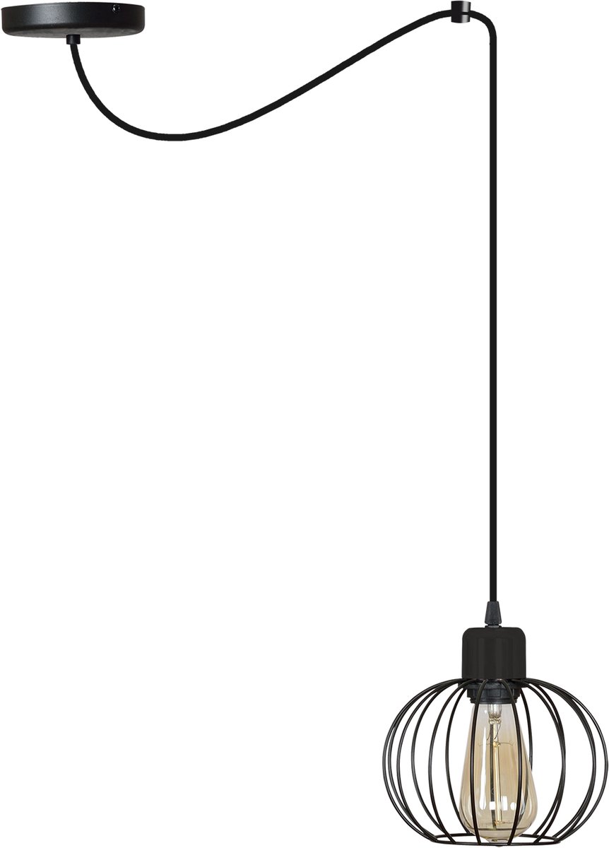 Merkloze Hanglamp Spider Retro Metaal Zwart 1-lichts