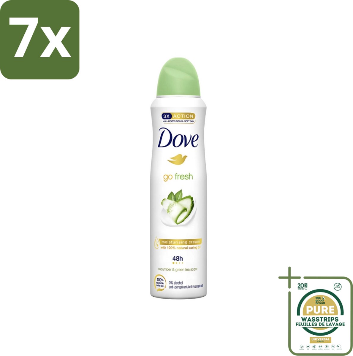 7 x Dove - Deodorant - Go Fresh Cucumber & Green Tea - Frisse en kalmerende geur - 250 ml - Grootverpakking - Dove Go Fresh - Cucumber & Green Tea - Deodorant Spray - Fris - Kalmerend