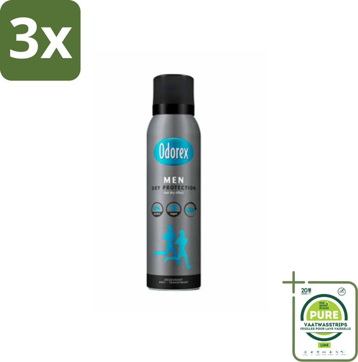 3 x Odorex Men - Deodorant Spray - Dry Protection - Langdurige Frisheid - 150 ml - Grootverpakking - Mannelijke Deospray - Zweetbescherming - Frisheid - Oksel Droog - Geur Tegen Zweet