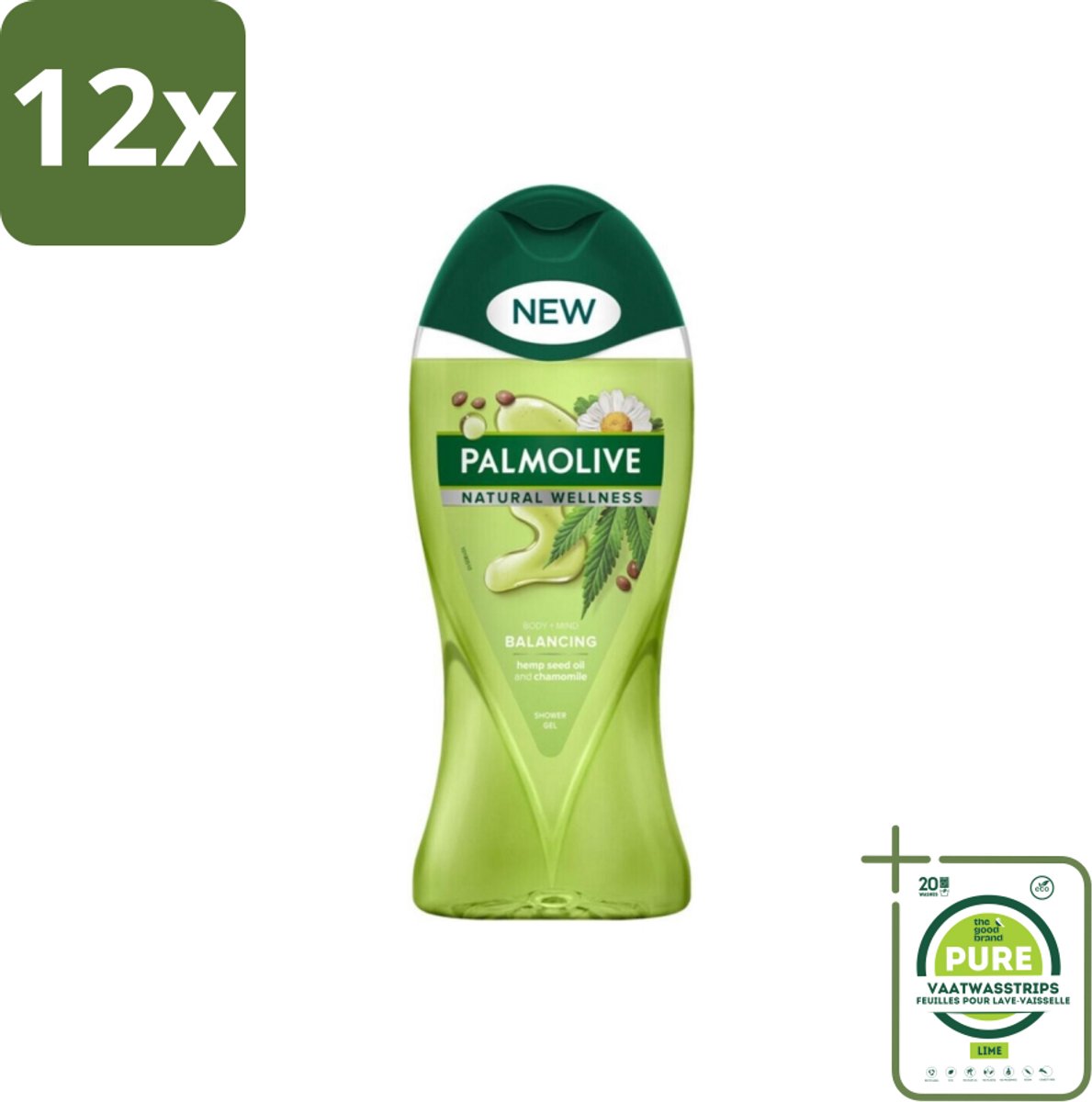 Palmolive - Natural Wellness - Douchegel - Balancing - Ontspannend & Fris - 250 ml - Voordeelverpakking - 12 stuks - Douchegel - Ontspanning