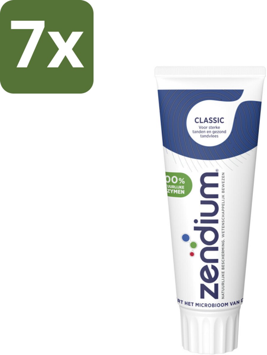 7 x Zendium Tandpasta Classic 75 ml - Tandpasta - Natuurlijke Enzymen - Gezond Microbioom - Fluoride - Gevoelige Mond