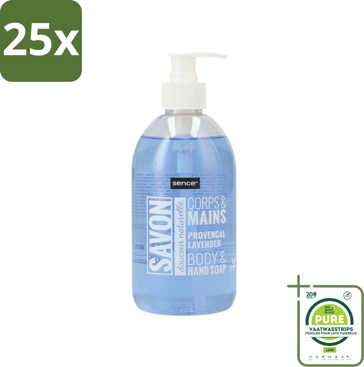 25 x Sence - Provencal Lavendel - Handzeep - Savon - 500 ml - Grootverpakking - Sence Handzeep - Lavendel Geur - Vloeibare Handzeep - Handzeep Provencal Lavendel - Handzeep 500 Ml