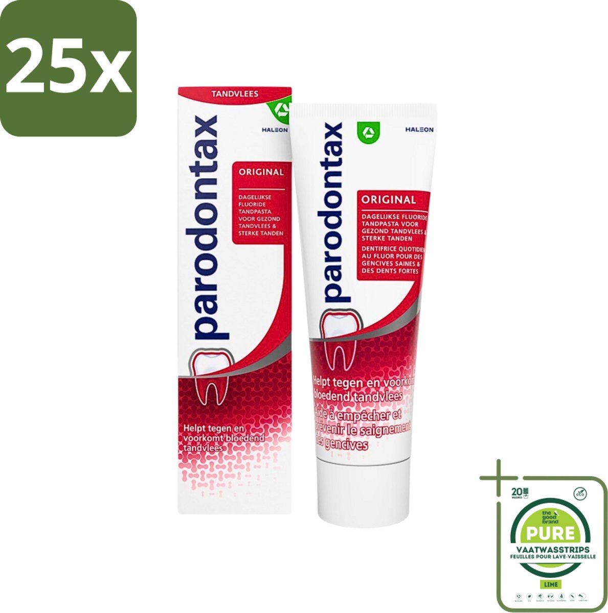 25 x Parodontax - Tandpasta - Original - Versterkt Tandvlees & Verwijdert Tandplak - 75 ml - Grootverpakking - Tandpasta - Bloedend Tandvlees - Tandplak - Tandvleesontsteking - Fluoride