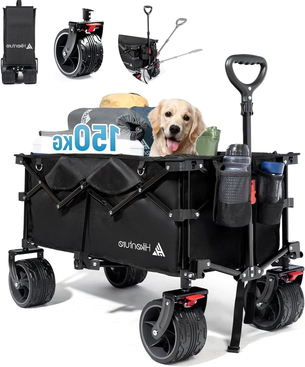 Opvouwbare Bolderkar - Handwagen Trolley - Boodschappen Vervoeren - Met Remfunctie - 135 Liter - Zwart