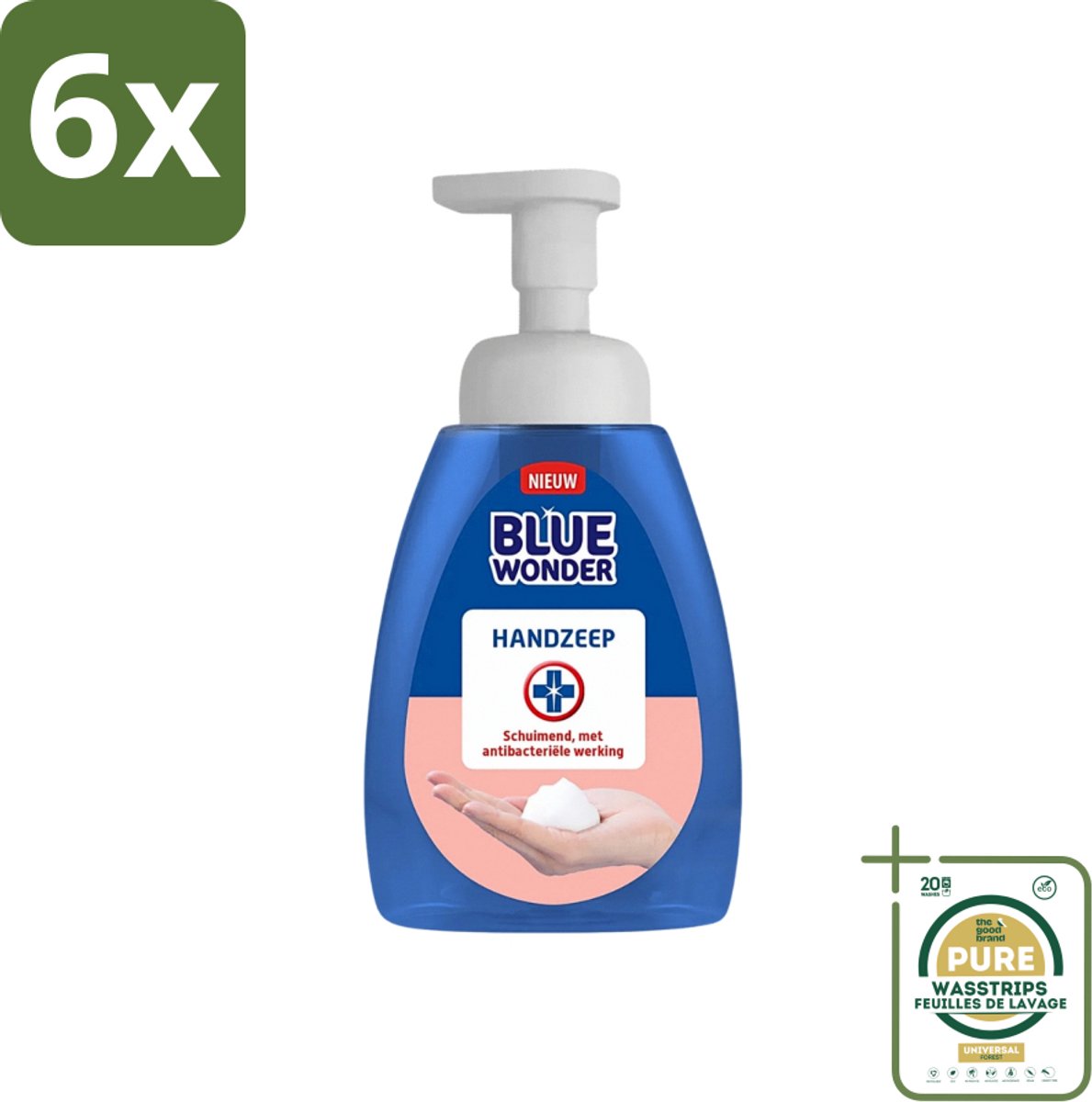 Blue Wonder - Handzeep - Hygiënisch & Verzorgend - 225 ml - Voordeelverpakking - 6 stuks - Antibacteriële handzeep - Schuimende mousse