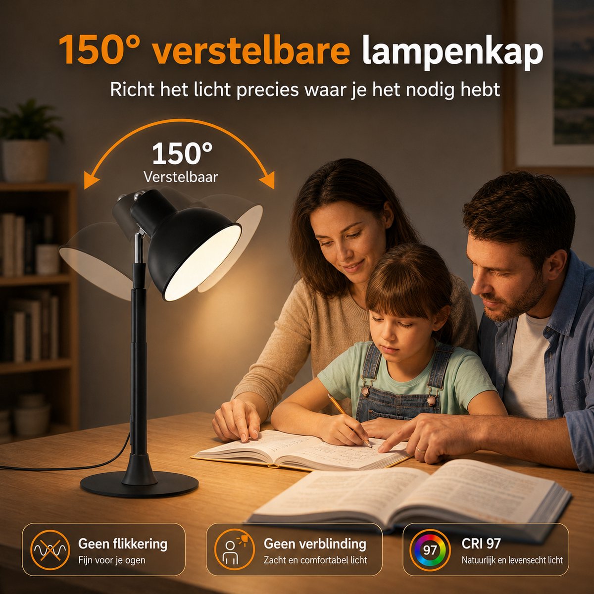 MUPOO Bureaulamp LED Dimbaar - 3 Lichtkleuren thumbnail 4